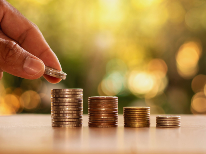 Image of four piles of coins