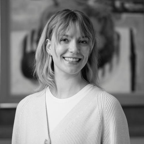 Black and white image of Carla Grindel