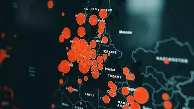 Map of Europe showing Covid-19 Hotspots