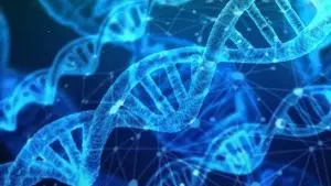 DNA strand in blue