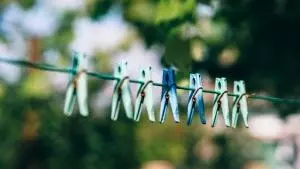 Pegs on a washing line. 