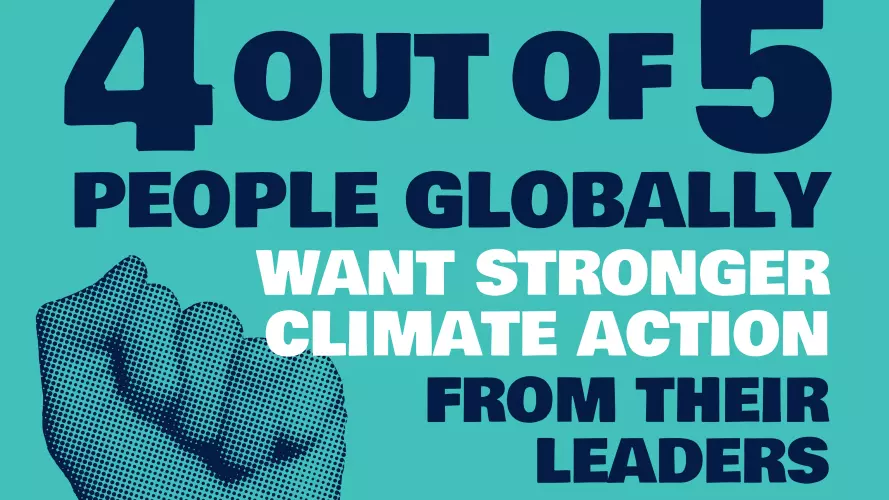 Graphic saying: 4 out of 5 people globally want stronger climate action from their leaders