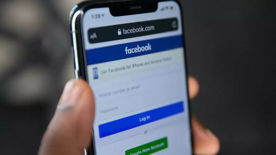 Image of the Facebook log-in screen on a mobile phone