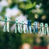 Pegs on a washing line. 