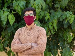 A man wearing a face mask