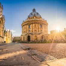 Radcliffe square as the sun is setting