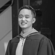 Black & white image of Zerui Tian
